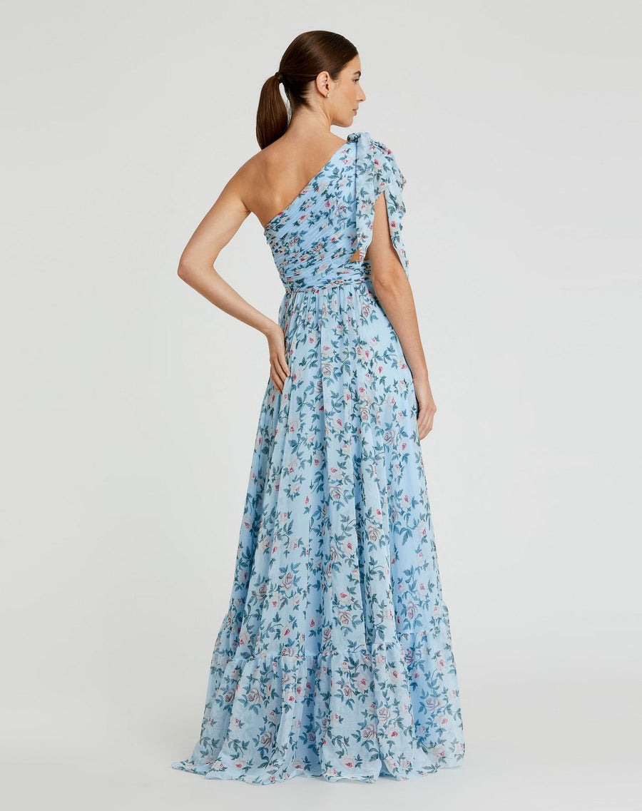 Prom Dresses Long Floral Slit Formal Prom Dress Aqua Multi