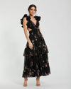 Prom Dresses A Line Floral Print Long Formal Prom Dress Black Multi