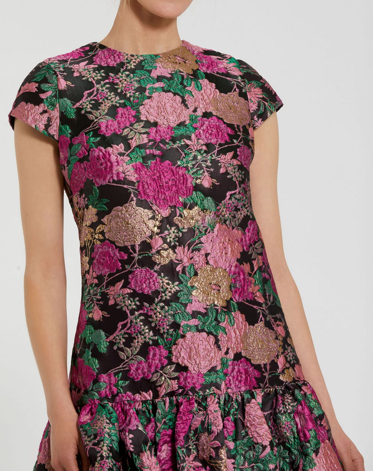 Cocktail Dresses Short Printed Cocktail Mini Ruffle Dress Black Multi