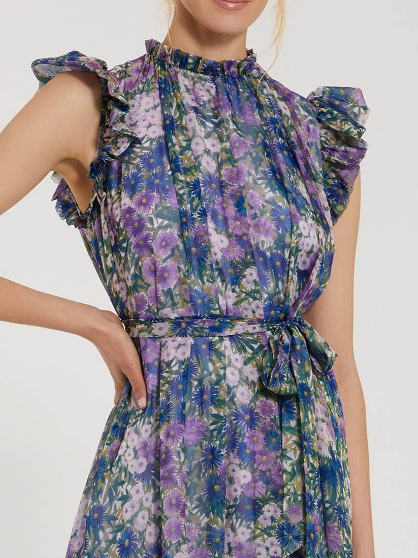 Formal Dresses A Line Floral Print Evening Formal Dress Lilac Multi