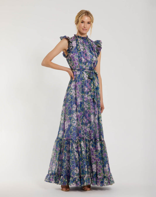 Formal Dresses A Line Floral Print Evening Formal Dress Lilac Multi