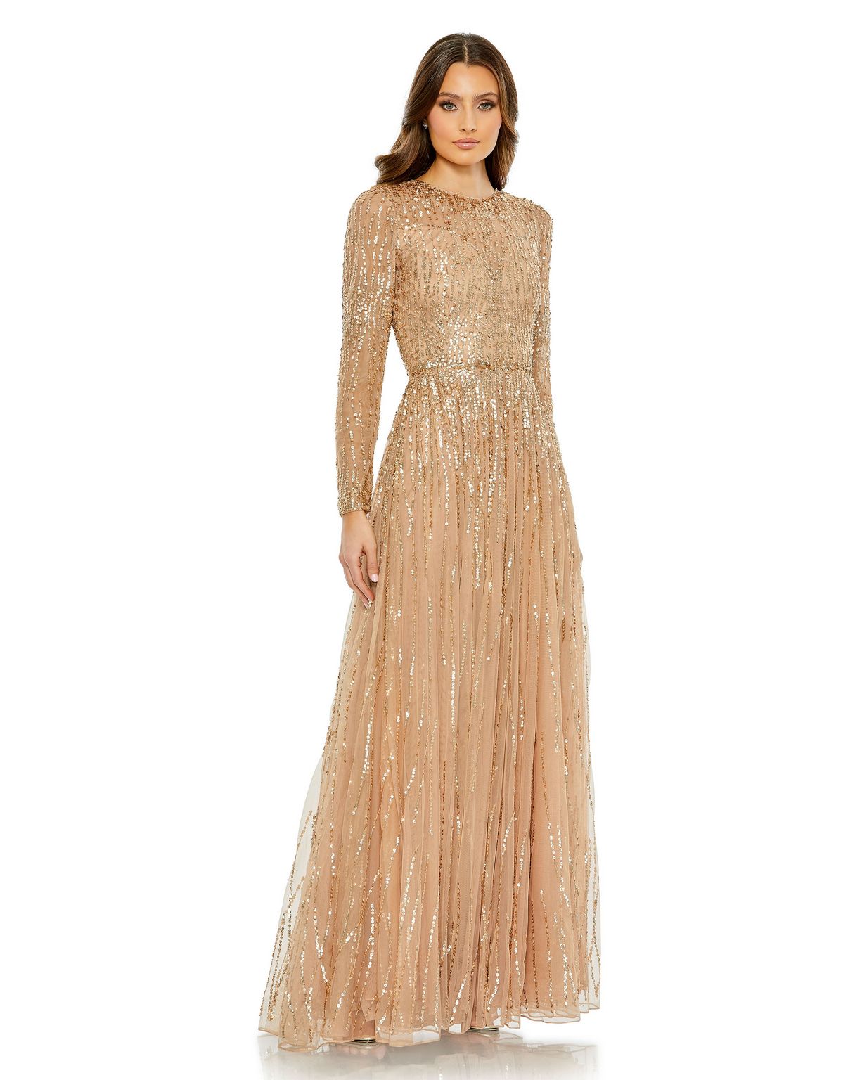 Formal Dresses Long Sequin A Line Formal Evening Gown Latte