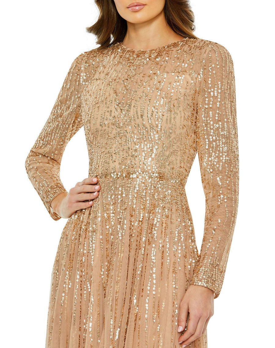 Formal Dresses Long Sequin A Line Formal Evening Gown Latte