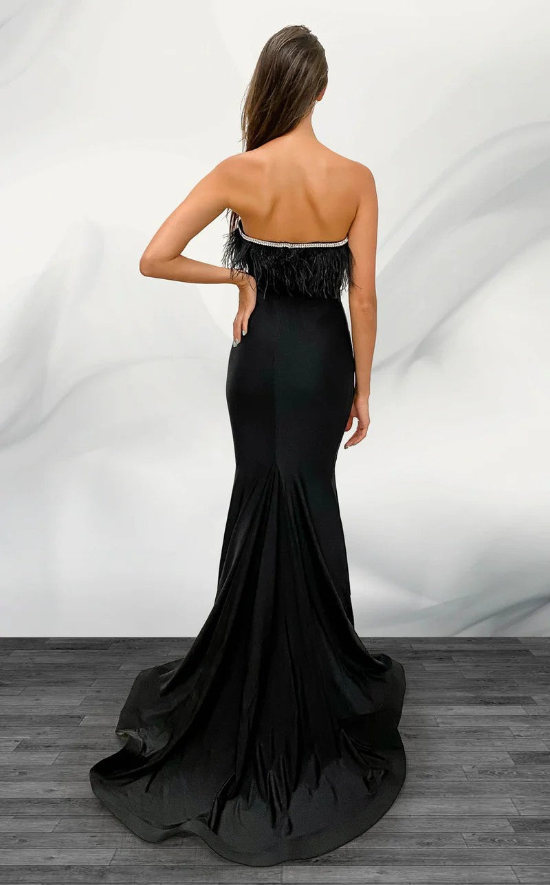 Prom Dresses Long Mermaid Formal Feather Prom Dress Black