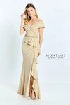 Formal Dresses Long Ruffle Slit Formal Evening Dress Taupe