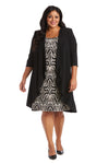 Plus Size Dresses Short Printed Plus Size Dress Jacket Set Black/Taupe