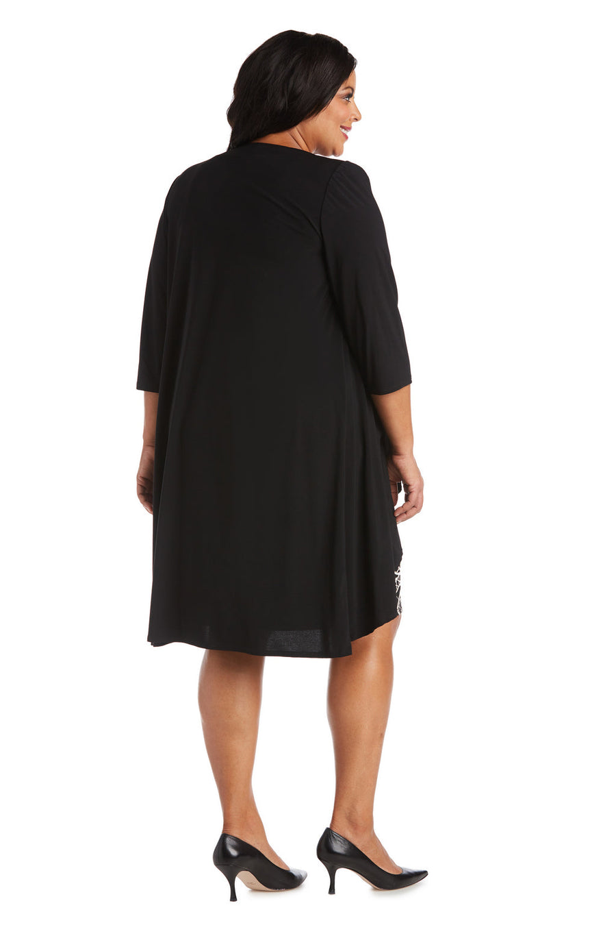 Plus Size Dresses Short Printed Plus Size Dress Jacket Set Black/Taupe