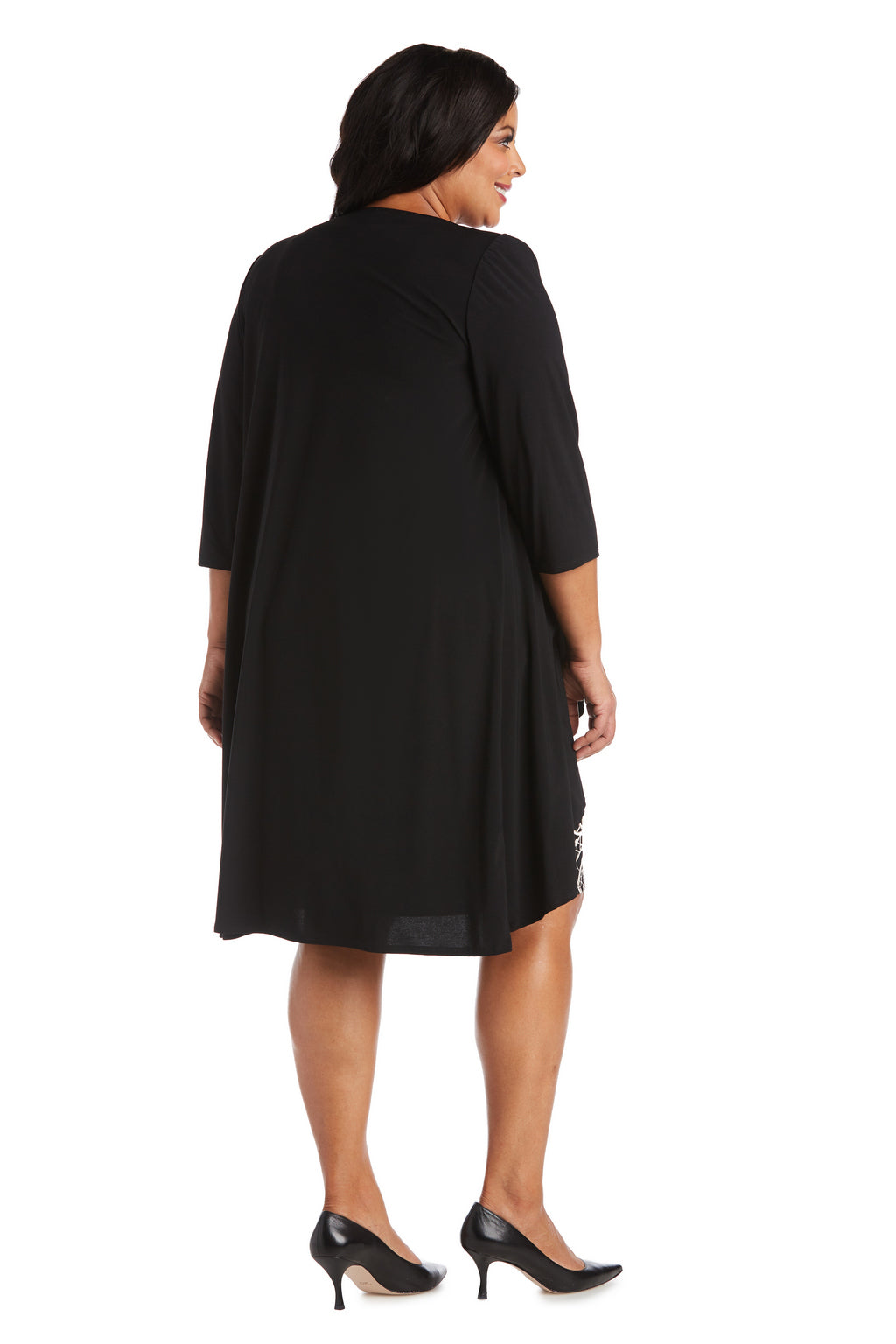 Plus Size Dresses Short Printed Plus Size Dress Jacket Set Black/Taupe