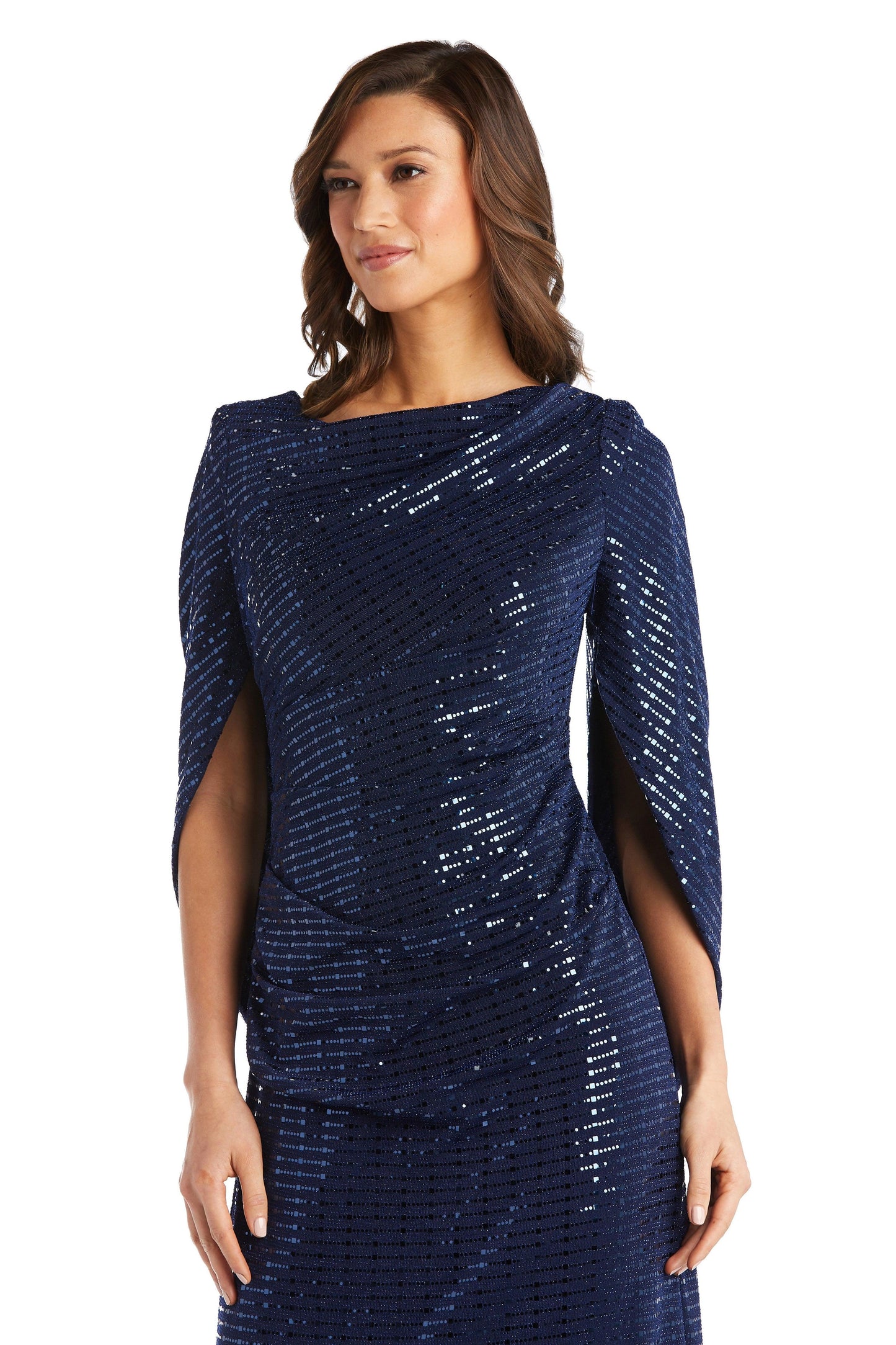 R&M Richards 5872 Long Formal Petite Metallic Gown