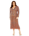 Plus Size Dresses Plus Size Long Sleeve Evening Fitted Midi Dress Rosewood