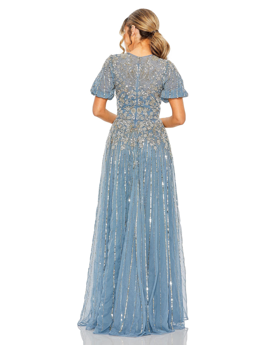 Formal Dresses Glitter Long A Line Formal Gown Slate Blue