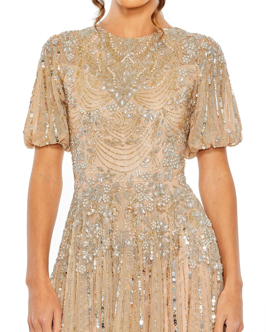 Formal Dresses Glitter Long A Line Formal Gown Taupe