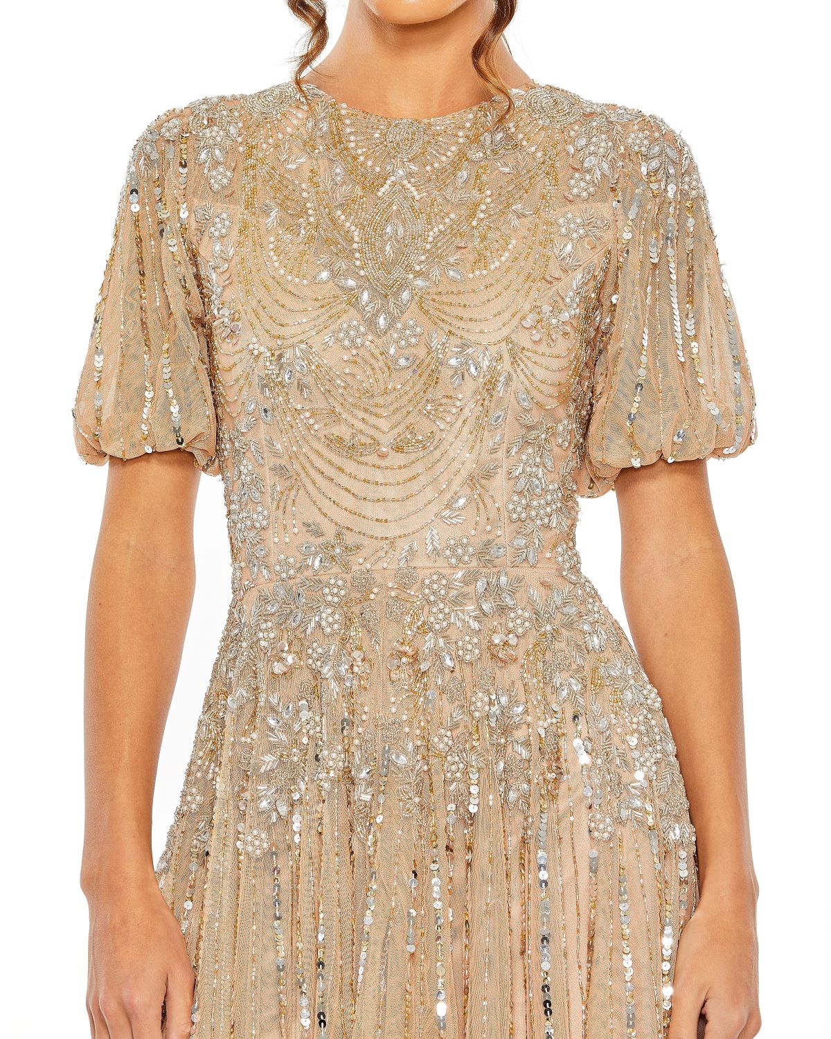 Formal Dresses Glitter Long A Line Formal Gown Taupe