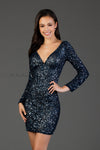 Cocktail Dresses Fitted Sequin Short Mini Cocktail Dress Midnight