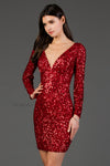 Cocktail Dresses Sequin Short Mini Cocktail Dress Red
