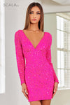 Cocktail Dresses Fitted Sequin Short Mini Cocktail Dress Fuchsia