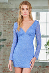 Cocktail Dresses Fitted Sequin Short Mini Cocktail Dress Periwinkle