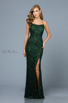 Prom Dresses Fitted Sequin Long Formal Slit Prom Dress Forest Green