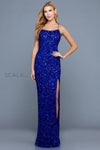 Prom Dresses Fitted Sequin Long Formal Slit Prom Dress Royal