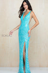 Prom Dresses Long Slit Formal Prom Sequin Dress Turquoise