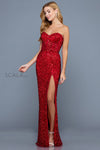Prom Dresses Long Formal Slit Glitter Prom Dress Red