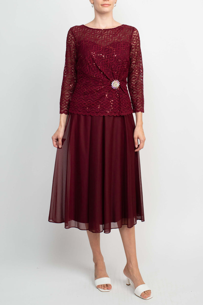 Mother of the Bride Dresses Long Sleeve Mother of the Bride Short Detail Dress  BORDEAUX
