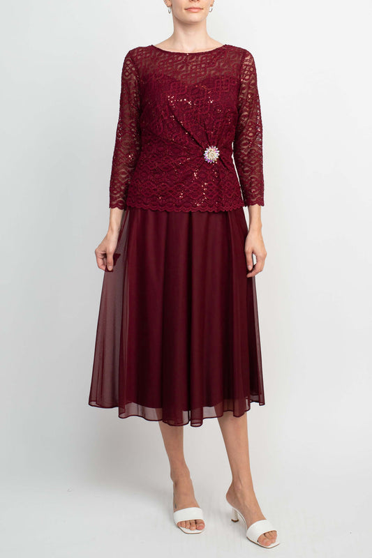 Mother of the Bride Dresses Long Sleeve Mother of the Bride Short Detail Dress  BORDEAUX