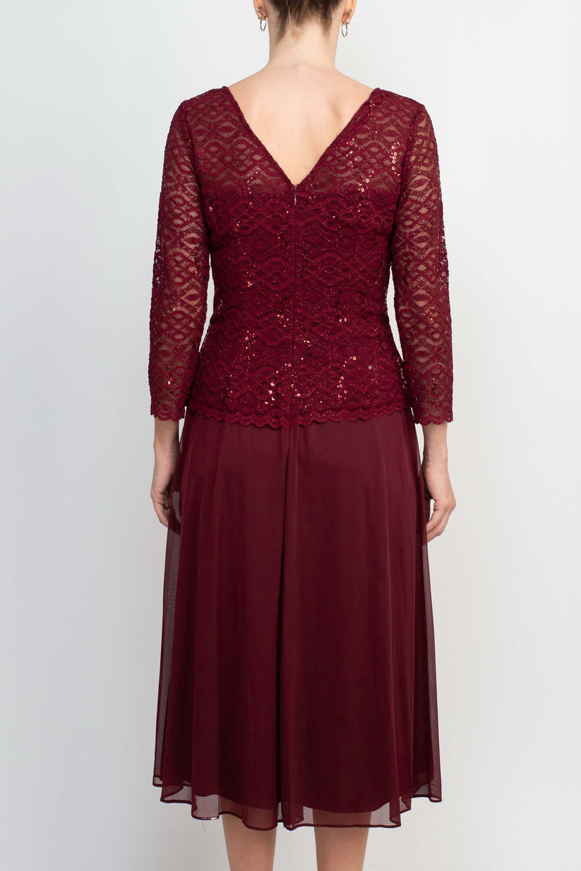 Mother of the Bride Dresses Long Sleeve Mother of the Bride Short Detail Dress  BORDEAUX