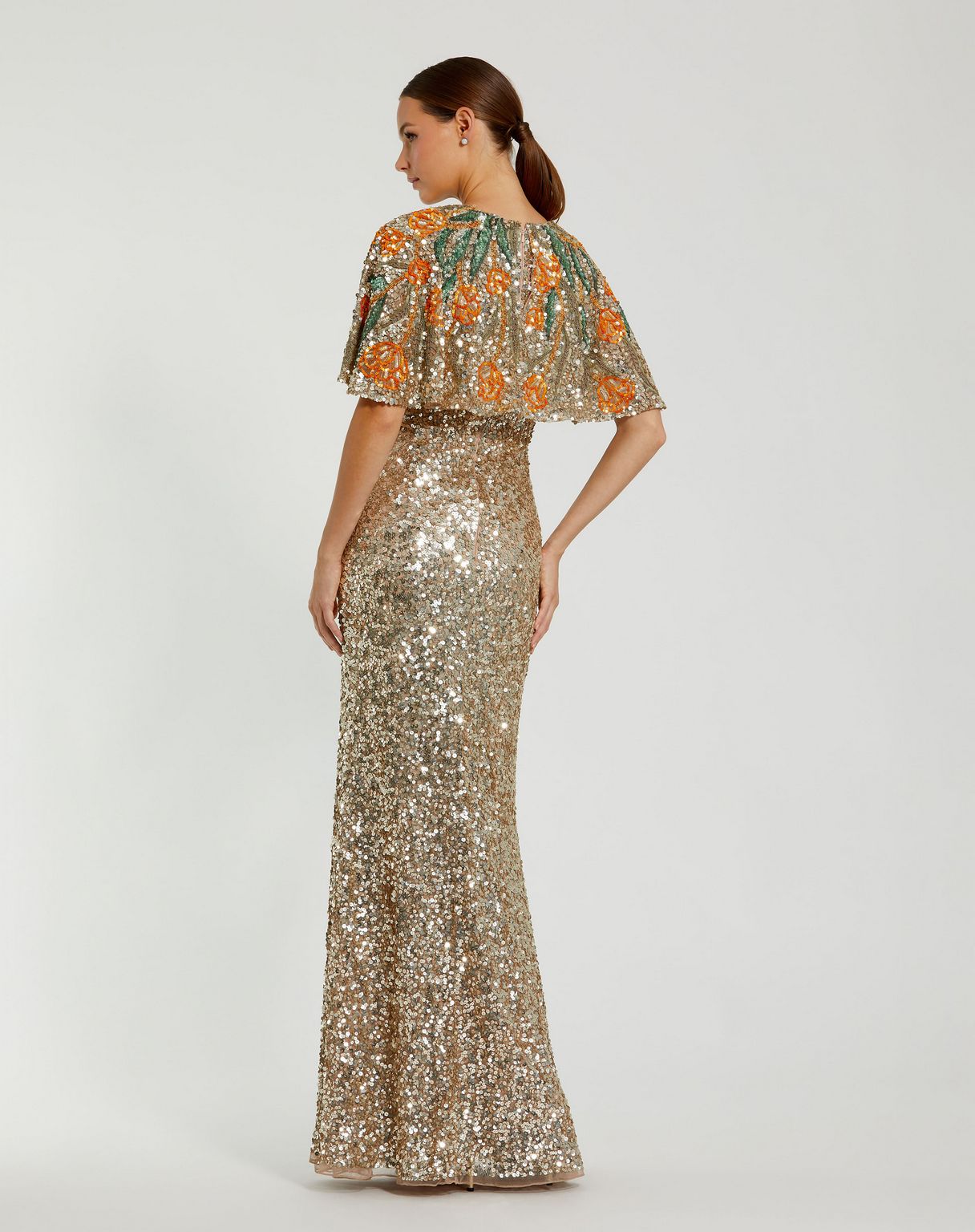 Formal Dresses Sequin Long Formal Floral Beaded Evening Dress Gold Multi