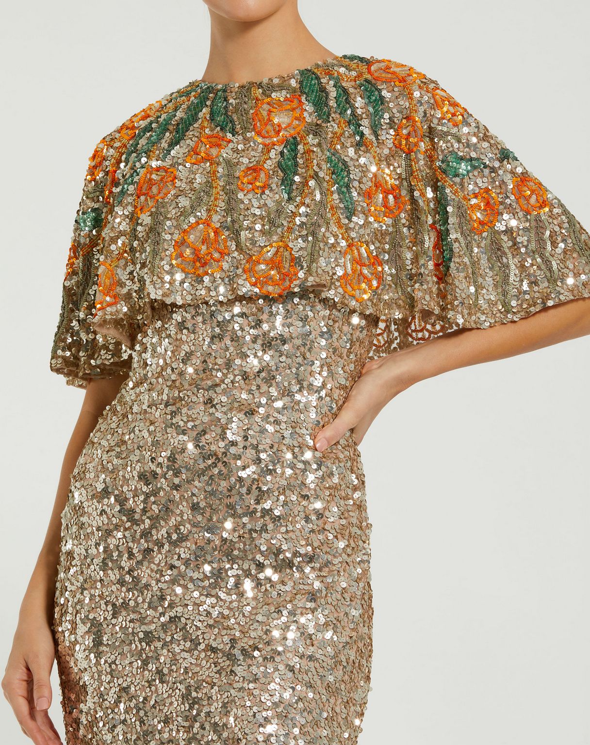 Formal Dresses Sequin Long Formal Floral Beaded Evening Dress Gold Multi