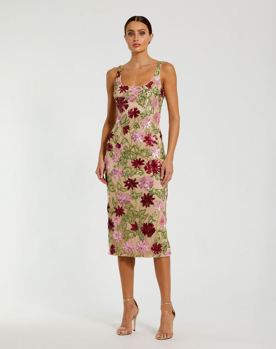 Cocktail Dresses Short Cocktail Floral Dress Nude Multi