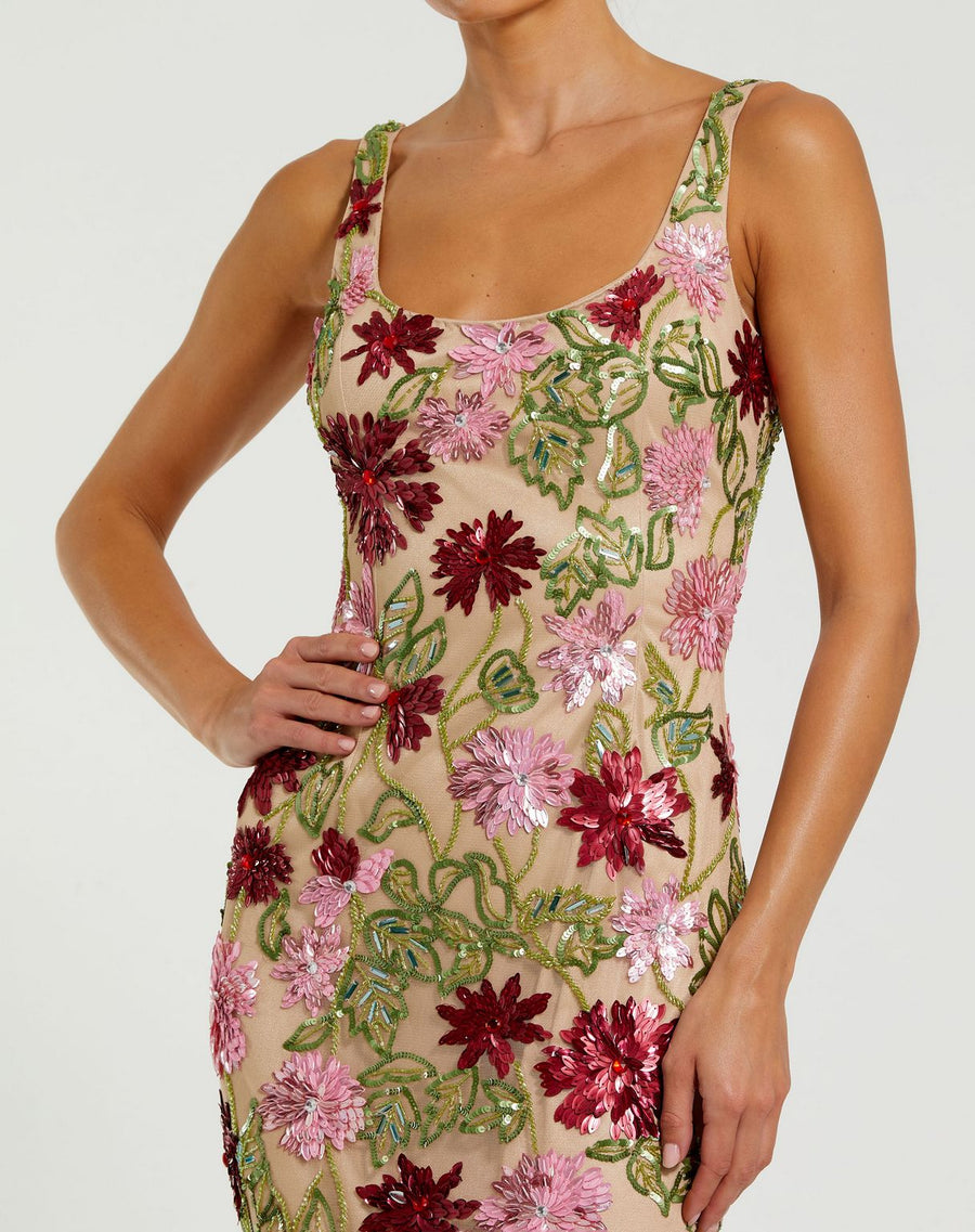 Cocktail Dresses Short Cocktail Floral Dress Nude Multi