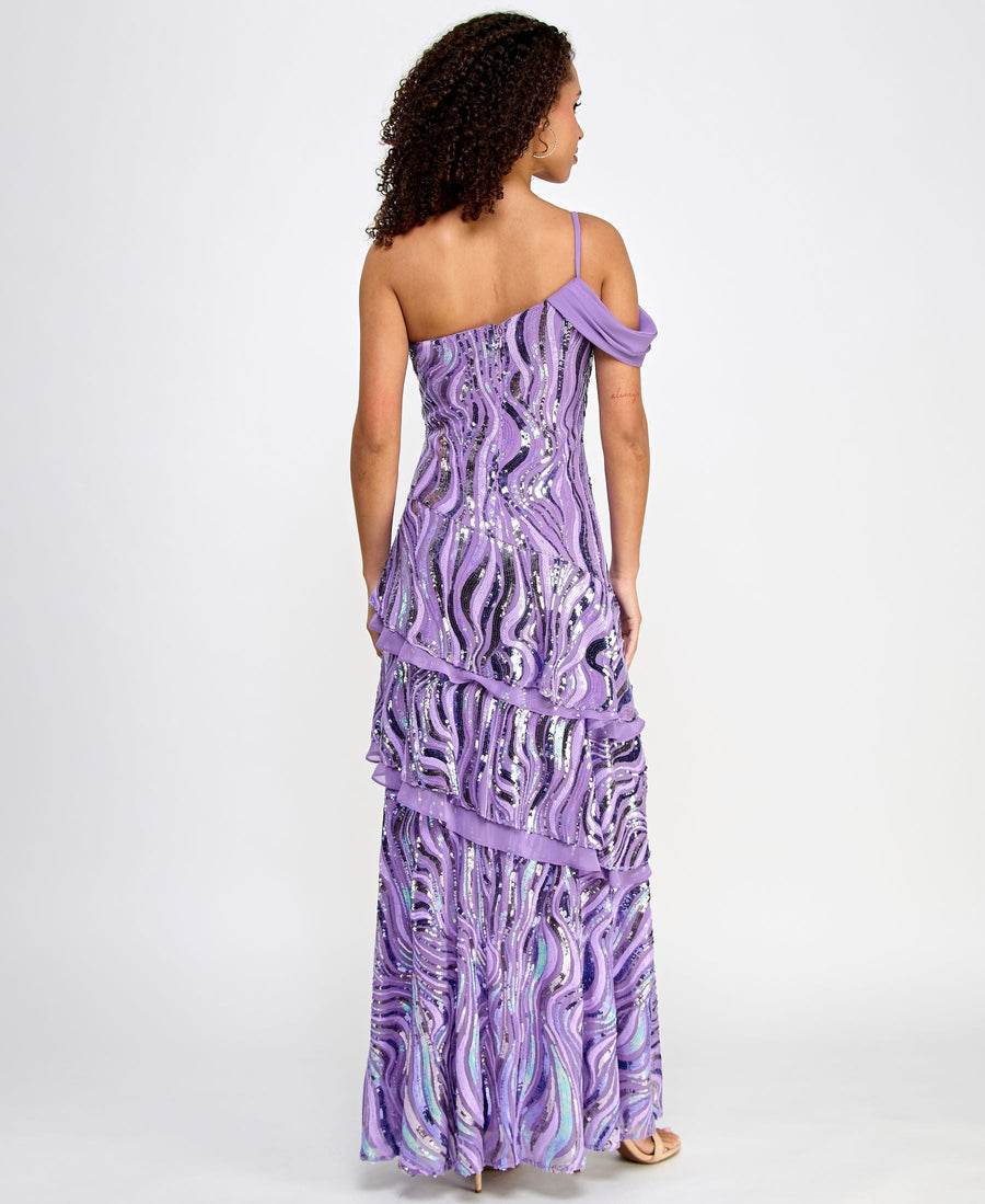 Formal Dresses Long  Tiered Sequin Formal Dress Lavender