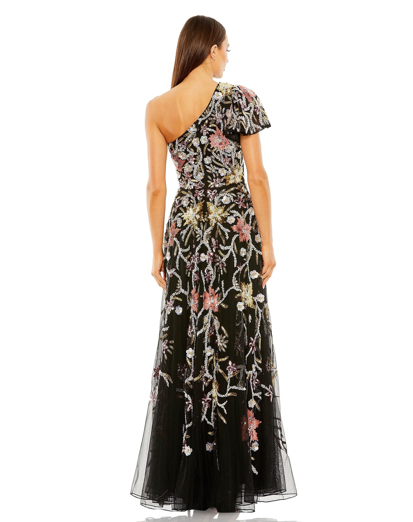 Prom Dresses Long Floral Sequin Beaded Formal Prom Dress Black Multi