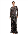 Formal Dresses Long Sleeve Beaded Formal Prom Dress Black Multi