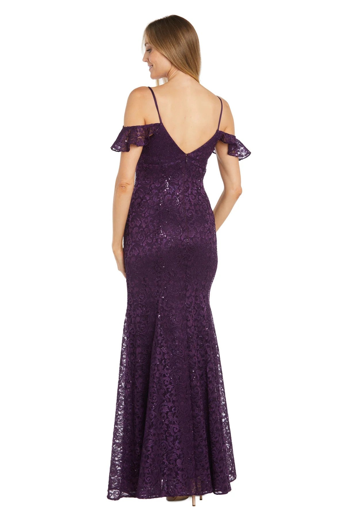 Formal Dresses Long Formal Glitter lace Evening Dress Plum