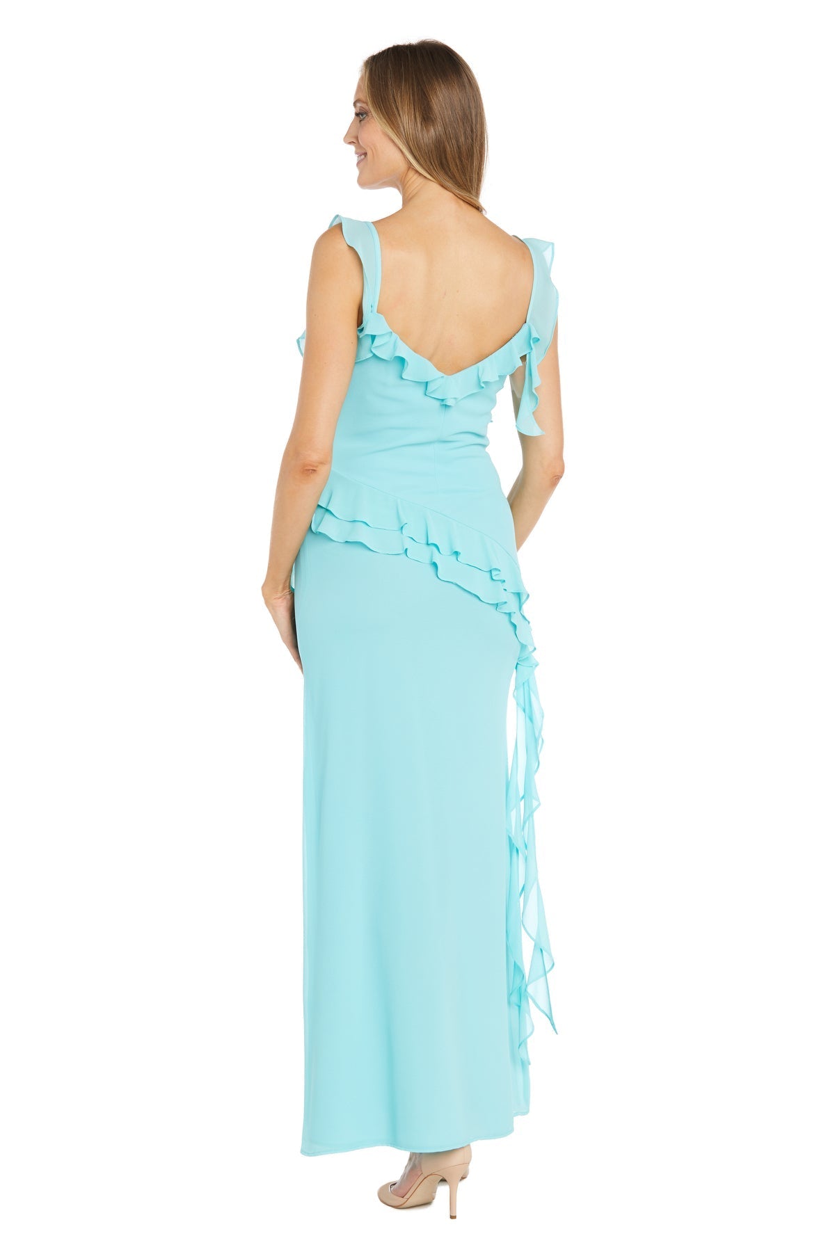 Formal Dresses Long Floral Ruffle Formal Dress Aqua