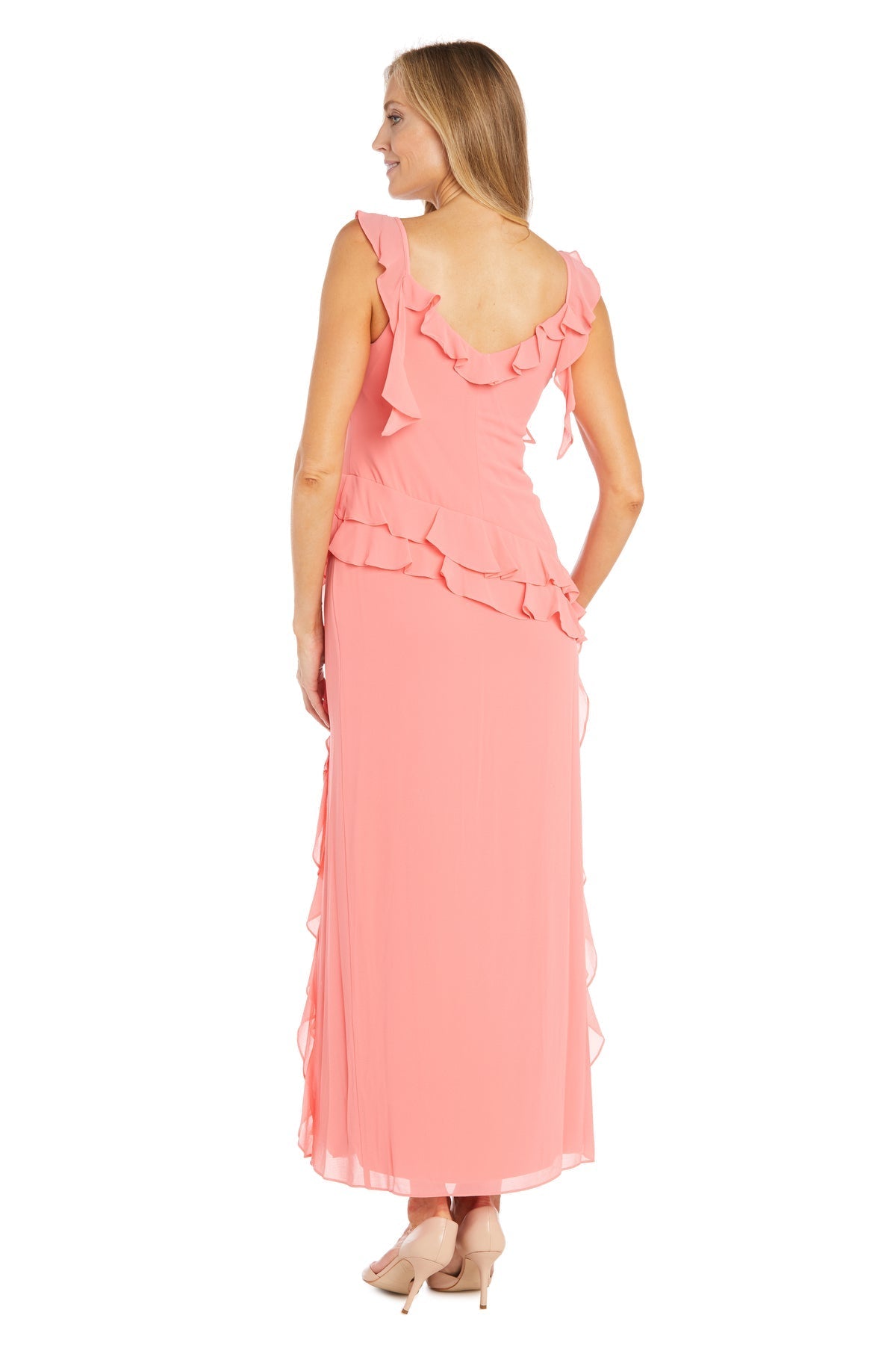Formal Dresses Long Floral Ruffle Formal Dress Coral