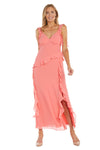 Formal Dresses Long Floral Ruffle Formal Dress Coral