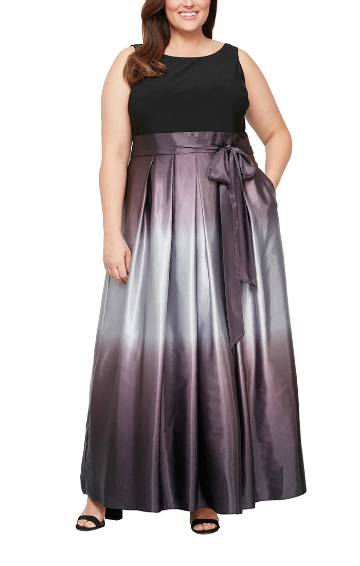 Formal Dresses Plus Size Ombre Long Formal Gown Black Silver