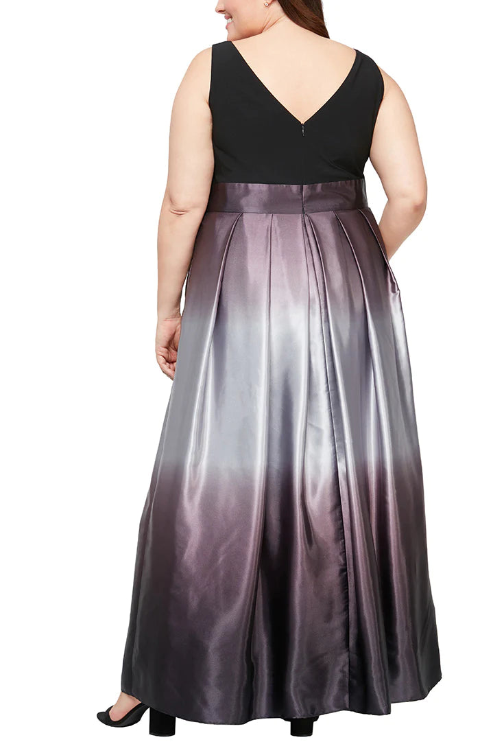 Formal Dresses Plus Size Ombre Long Formal Gown Black Silver