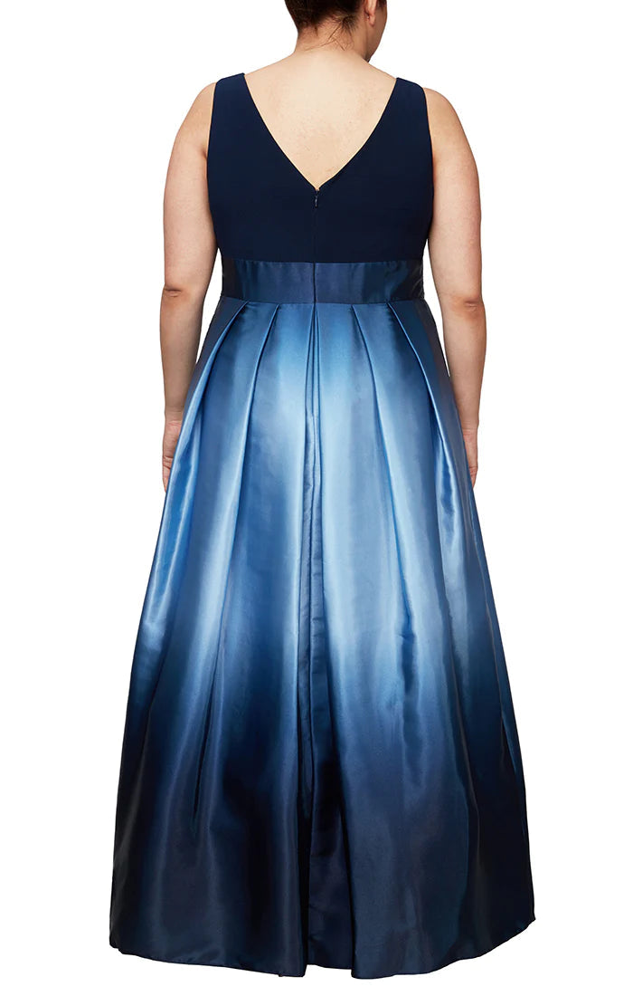 Formal Dresses Plus Size Ombre Long Formal Gown Navy Wedgewood