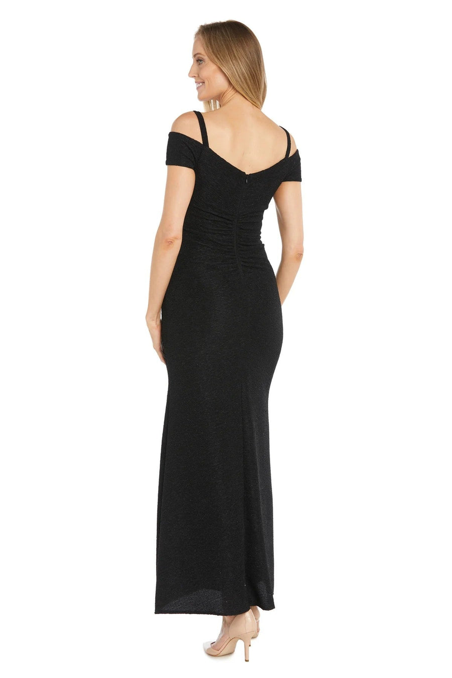 Formal Dresses Long Pleated Formal Glitter Evening Dress Black