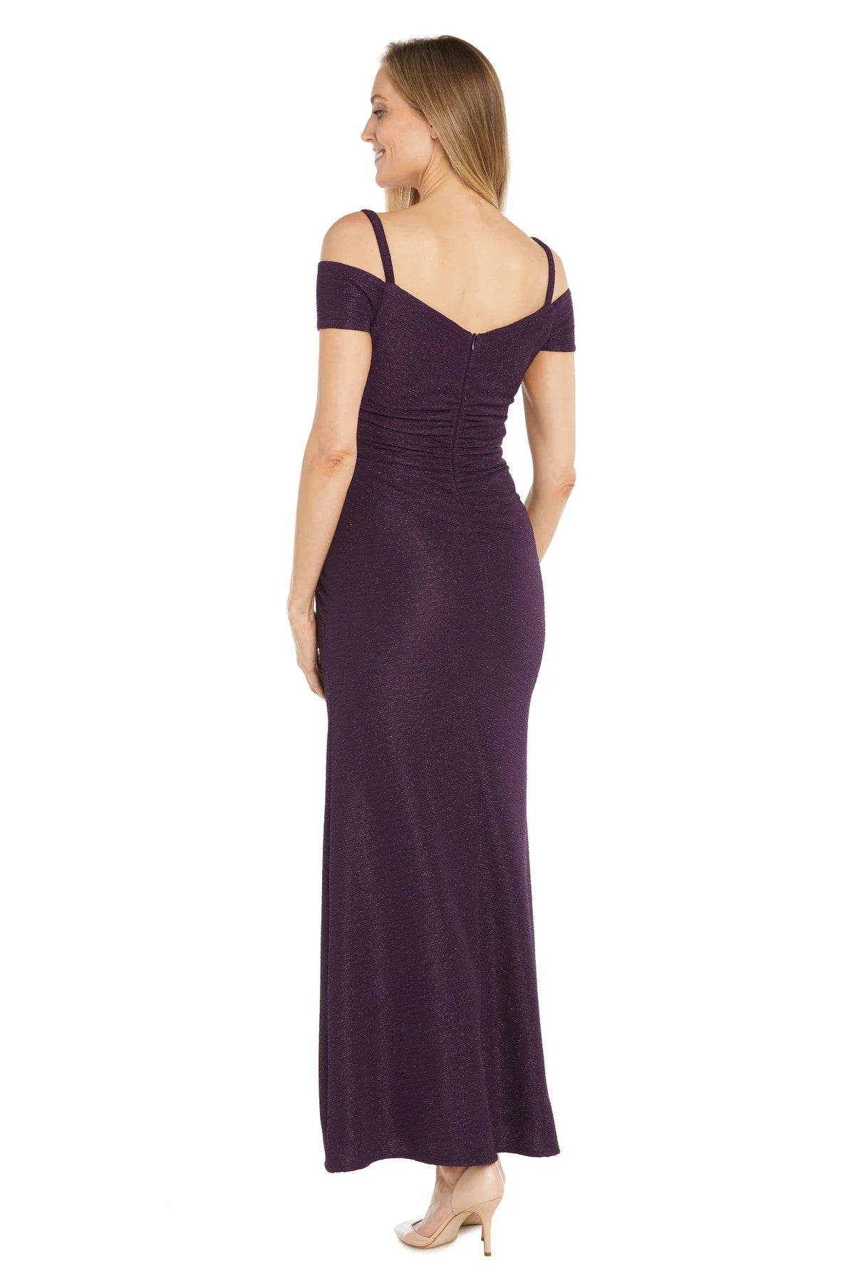 Formal Dresses Long Pleated Formal Glitter Evening Dress Plum