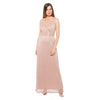 Formal Dresses Long Pleated Metallic Waist Shirring Dress Rose Gold