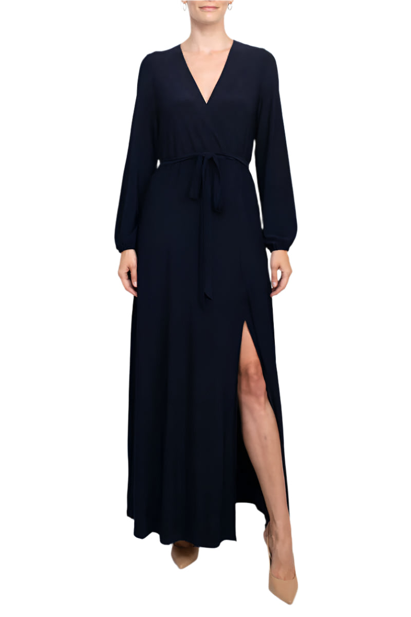 Formal Dresses Slit Long Sleeve Formal Evening Dress Navy