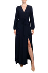 Formal Dresses Slit Long Sleeve Formal Evening Dress Navy
