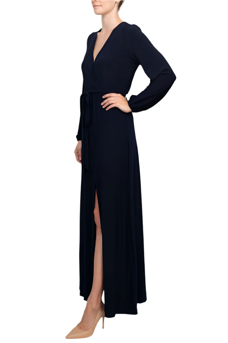 Formal Dresses Slit Long Sleeve Formal Evening Dress Navy