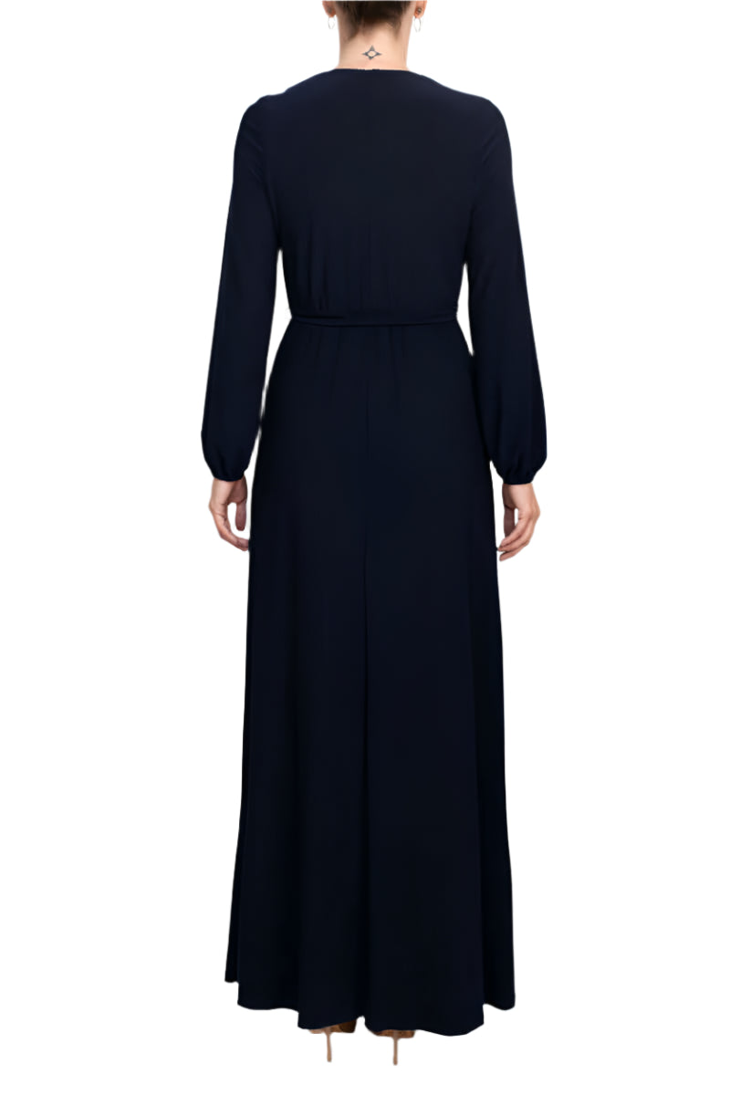 Formal Dresses Slit Long Sleeve Formal Evening Dress Navy