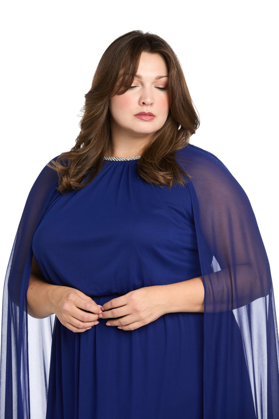 Plus Size Dresses Plus Size A Long Formal Cape Dress Electric Blue